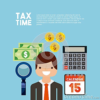 Tax time flat icons Vector Illustration