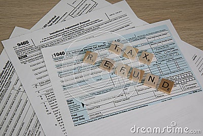 Tax Forms to File Income Tax to a Refund Editorial Stock Photo
