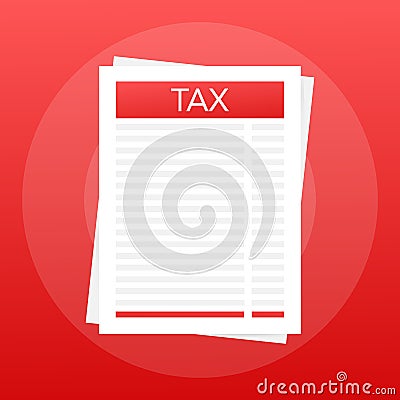 Taxation icon isolated. A simplified tax form. Unfilled, minimalistic form of the document. Vector illustration. Vector Illustration