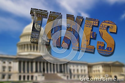 Taxes over US Capitol Stock Photo