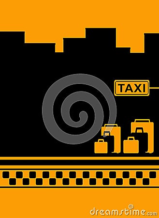 Taxi background with luggage and cab symbol Vector Illustration