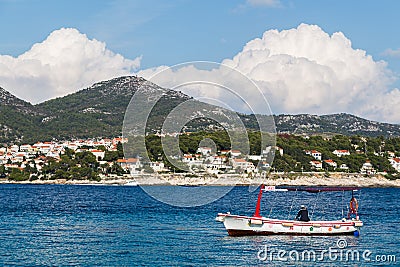 Taxi boat off the coast of Jerolim Editorial Stock Photo