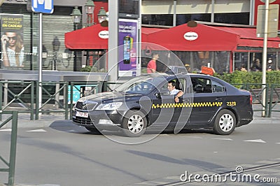 Taxi in Brussels Editorial Stock Photo