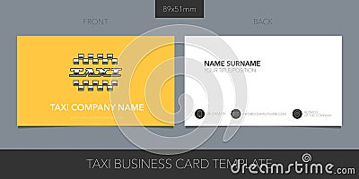 Taxi, cab vector blank business card design. Car hire yellow corporate emblem Vector Illustration