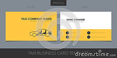 Taxi, cab vector business card with logo, icon and contact details. Vector Illustration