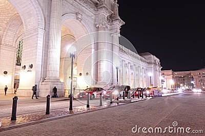 Taxi cabs at Union Station in Washington DC - WASHINGTON DC - COLUMBIA - APRIL 9, 2017 Editorial Stock Photo