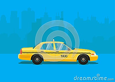 Taxi car. Flat styled illustration Vector Illustration