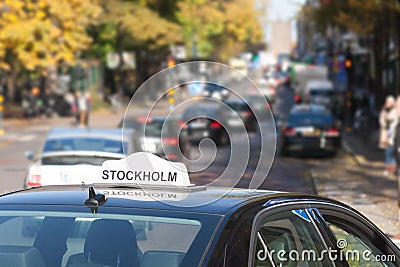 The taxi car on the street Stock Photo