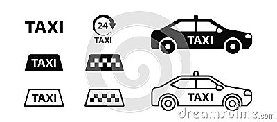 Taxi car vector icon set Vector Illustration