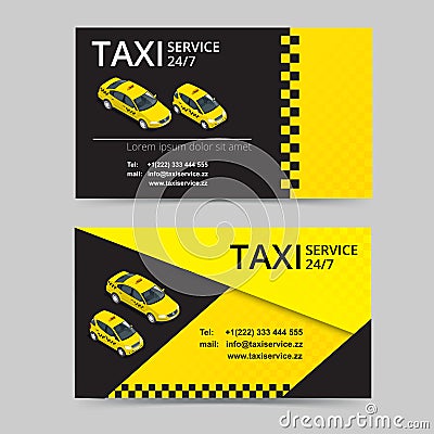 Taxi card for taxi-drivers. Taxi service. Vector business card template. Company, brand, branding, identity, logotype Vector Illustration