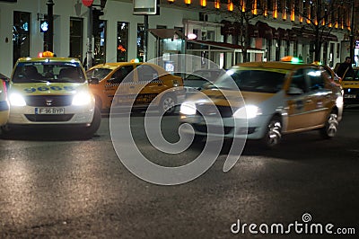 Taxi cars in bucharest Editorial Stock Photo