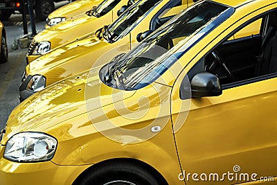 Taxi Cars in a row Stock Photo