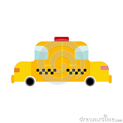 Taxi cartoon style isolated. Transport on white background. Yell Vector Illustration