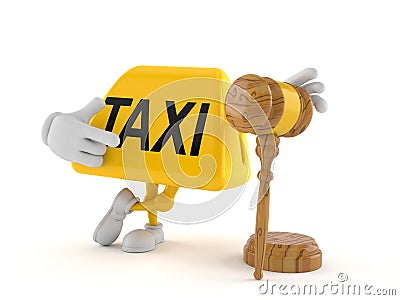 Taxi character with gavel Cartoon Illustration