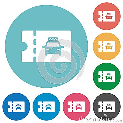 Taxi discount coupon flat round icons Stock Photo