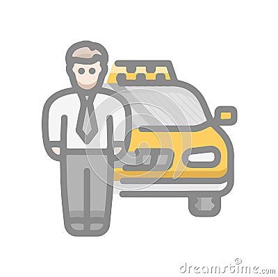 Taxi Driver Icon Symbol Illustration in Flat Design and Modern Styles Stock Photo