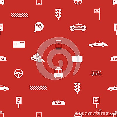 Taxi icons red seamless pattern Vector Illustration
