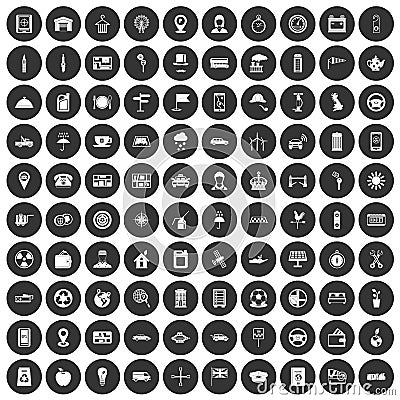 100 taxi icons set black circle Vector Illustration