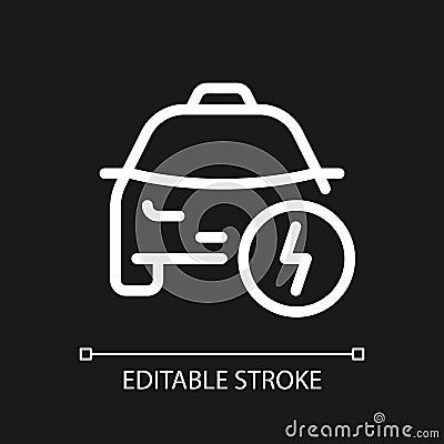Taxi and lightning pixel perfect white linear ui icon for dark theme Vector Illustration