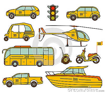 Taxi line icons set Vector Illustration