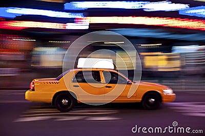 Taxi at night, with copyspace Stock Photo