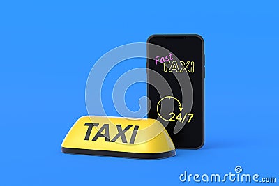 Taxi ordering around the clock. Calling passenger transport online Stock Photo