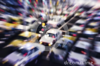 Taxi Parking Blurred Abstract Background Stock Photo