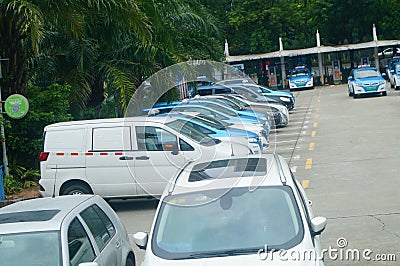 Shenzhen, China: taxi parking landscape Editorial Stock Photo
