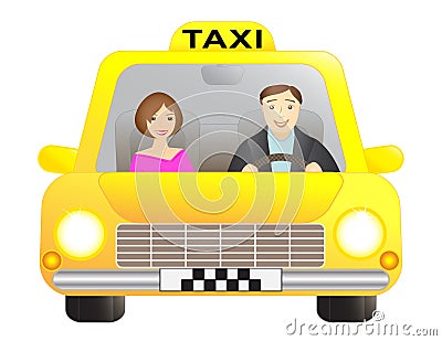 Taxi and passenger Vector Illustration