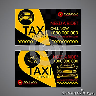 Taxi pickup service business card layout template. Create your own business cards. Vector Illustration