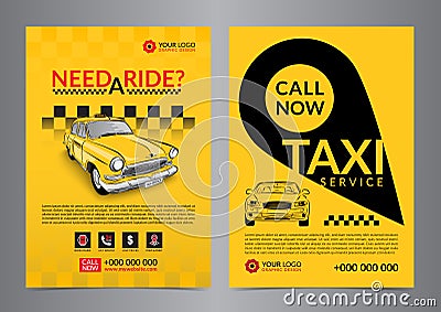 Taxi pickup service design layout templates. A4 call taxi concept flyer. Vector Illustration