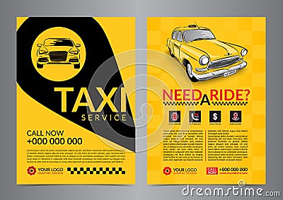 Taxi pickup service design layout templates. A4 call taxi concept flyer. Vector Illustration