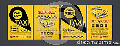 Taxi pickup service design layout templates set. Vector Illustration