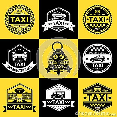 Taxi Retro Style Labels Vector Illustration