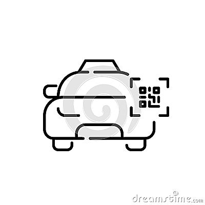 Taxi service. Accessing app using qr code. Pixel perfect icon Vector Illustration