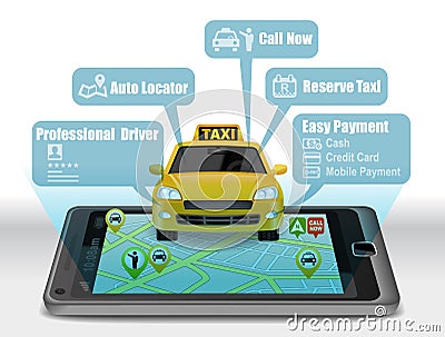 Taxi Service Apps on smartphone Stock Photo