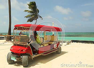 Taxi service at Caye Caulker, Belize Editorial Stock Photo