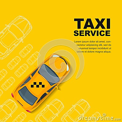 Taxi service concept. Vector banner, poster or flyer background template. Vector Illustration