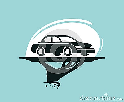 Taxi service logo. Car wash, dealership, dealer, auto parts, rental icon or label. Vector Illustration