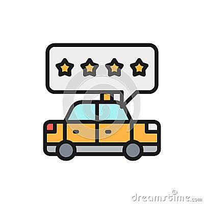 Taxi service rating, service quality flat color line icon. Vector Illustration