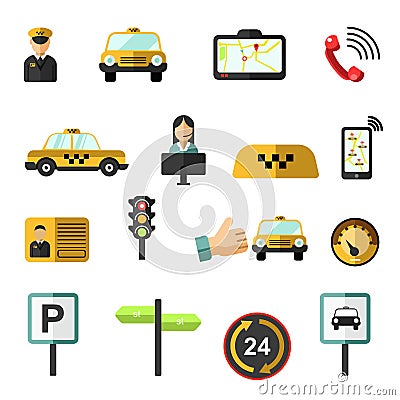 Taxi service vector icons set. Vector Illustration