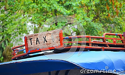 Taxi service vintage sign in country of Laos Stock Photo