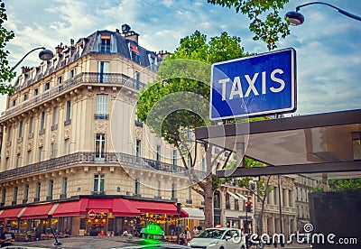 Taxi sign in Paris Editorial Stock Photo