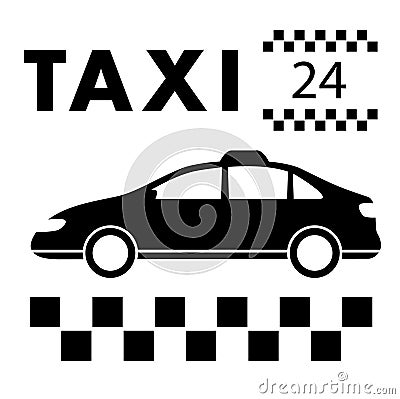 Taxi signboard around the clock services Stock Photo