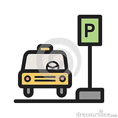 Taxi Stand Vector Illustration