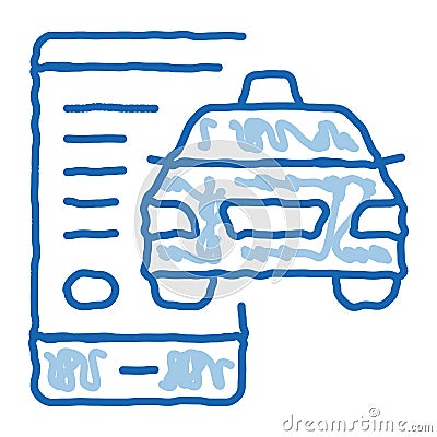 Taxi Tracking via Phone Online Taxi doodle icon hand drawn illustration Vector Illustration