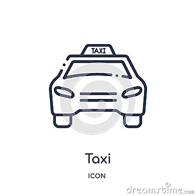 taxi transportation car from frontal view icon from frontal view icon from transport outline collection. Thin line taxi Vector Illustration