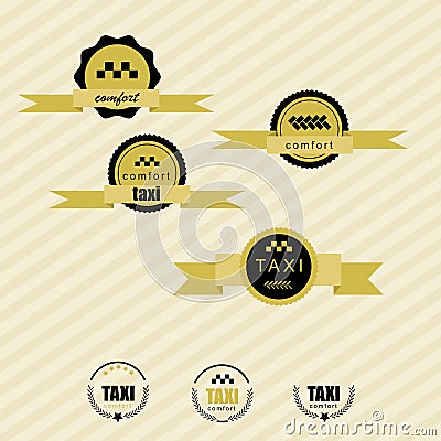 Taxi vintage labels and emblems template. striped retro background Vector Illustration