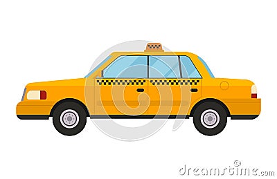 Taxi yellow car style vector illustration transport isolated cab city service traffic icon symbol passenger urban auto Vector Illustration