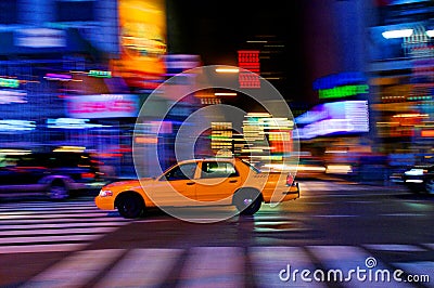 Taxicab on city street Stock Photo